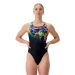 Speedo Womens FL Placement Printed Powerback Swimsuit - Static Volta/Anthracite