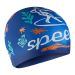 Speedo Junior Slogan Print Swimming Cap - Blue/White