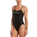 Nike Womens Logo Cut-Out One Piece Swimsuit - Black