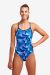 Funkita Ladies Blue Bars Diamond Back One Piece Swimsuit - Blue