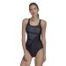 Adidas Womens Big Bars Graphic Swimsuit - Black/Silver Violet/White