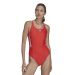 Adidas Womens Mid 3-Stripes Swimsuit - Bright Red/White