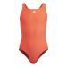 Adidas Girls 3-Stripes Swimsuit - Bright Orange/White