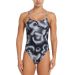 Nike Womens Hydrastrong Digi Haze Cutout One Piece Swimsuit - Black