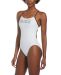 Nike Womens Logo Cut-Out One Piece Swimsuit - White