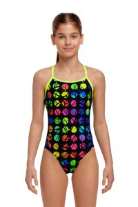 Funkita Girls Broken Circle Diamond Back One Piece Swimsuit - Black/Multi