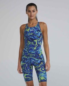 TYR Womens Thresher Hyperblitz Openback Kneeskin - Blue/Green
