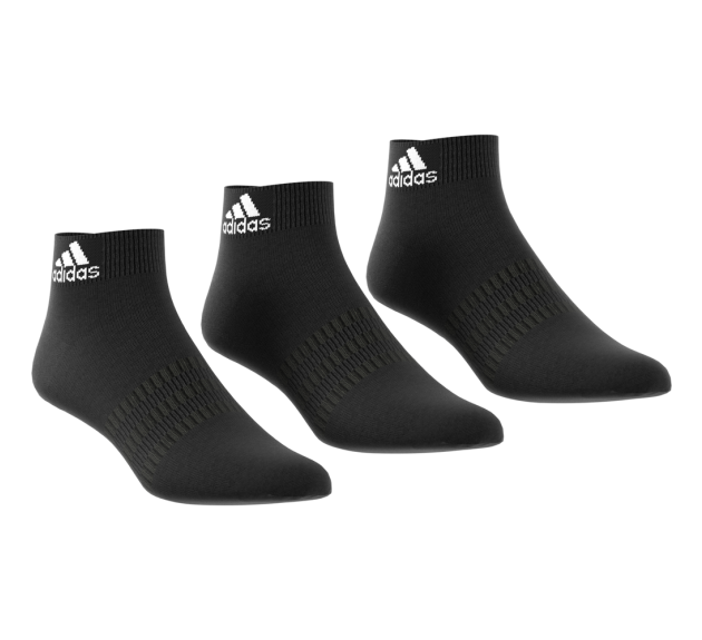 Adidas Ankle Socks 3 Pairs - Black, Footwear