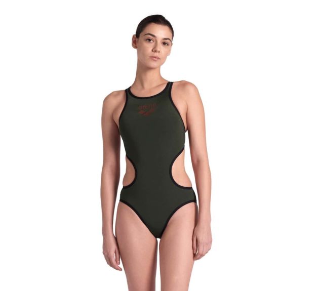 Arena Womens One Biglogo Swimsuit Dark Sage Black