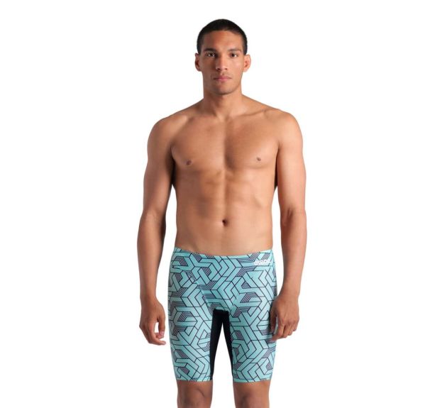 Arena Mens Escape Swim Jammer Black Water Blue Multi