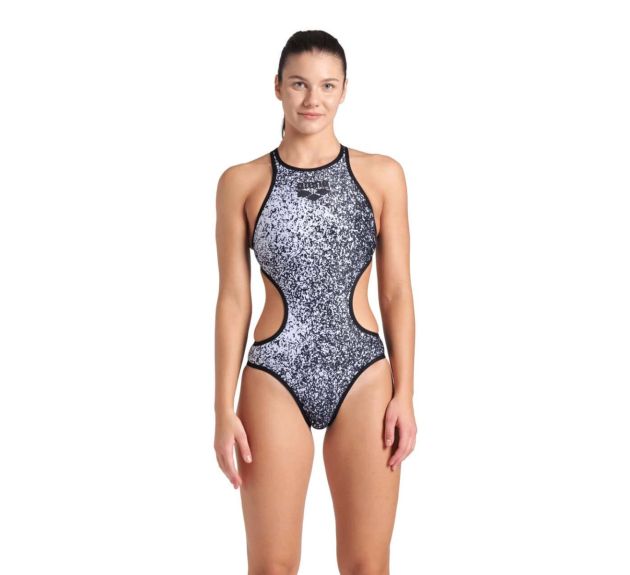 Arena Womens One Paints Swimsuit Black White Black
