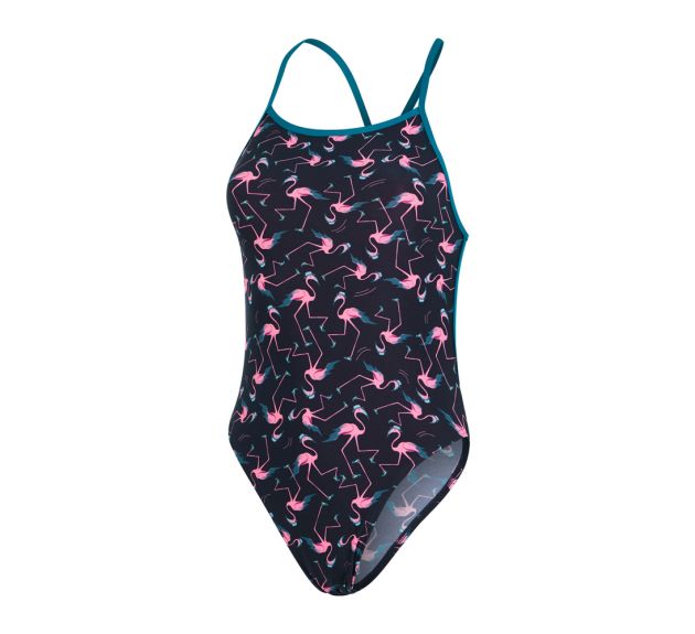 Speedo Womens Flamingo Flare Allover V Back Blue