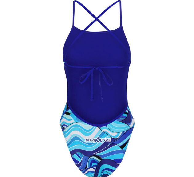 Amanzi Womens Seafire Tie Back One Piece Blue Womens Swimsuits