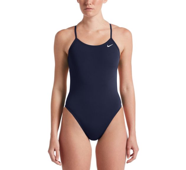 Nike Womens Hydrastrong Solid Cut Out One Piece Swimsuit Blue