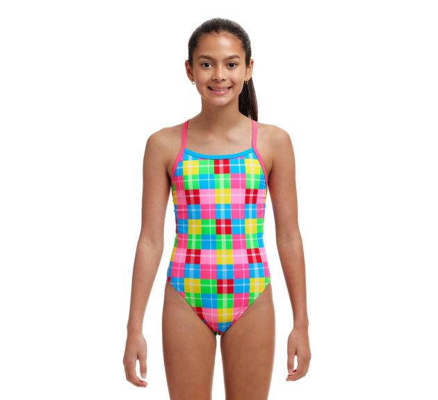 Funkita Girls Party Patch Single Strap One Piece Swimsuit Multi