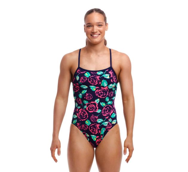 Funkita Ladies Feeling Rosy Single Strap One Piece Swimsuit Multi Womens Swimsuits