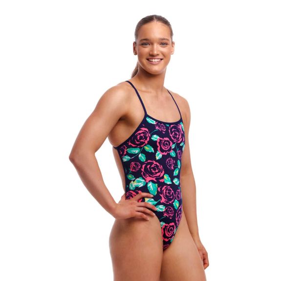 Funkita Ladies Feeling Rosy High Leg One Piece Swimsuit Multi Womens Swimsuits