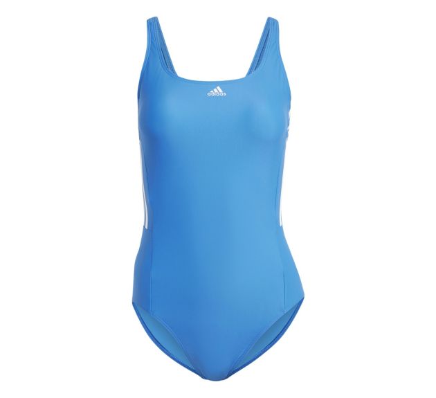 Adidas Womens Mid 3 Stripes Swimsuit Bright Royal White