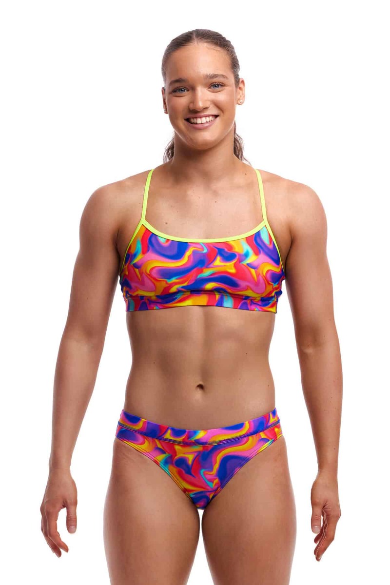 Funkita Ladies Summer Swirl Swim Crop Top Multi Bikinis Tankinis