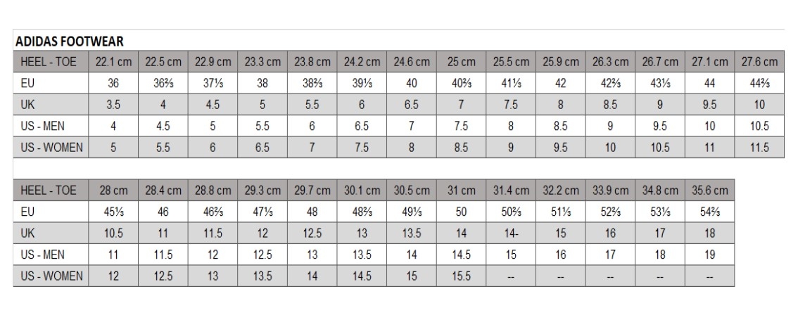 adidas foot size guide