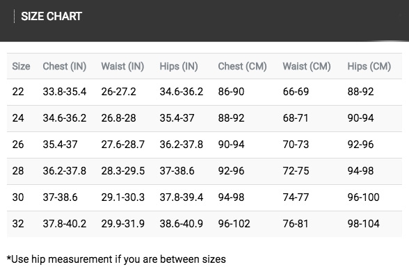 Uglies Swimsuit Size Chart