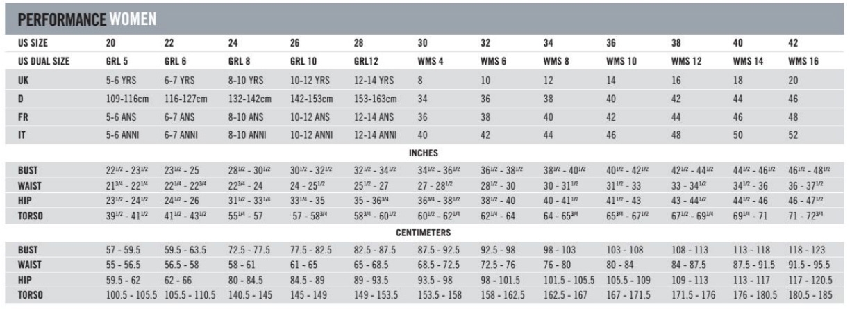 nike uk womens size chart