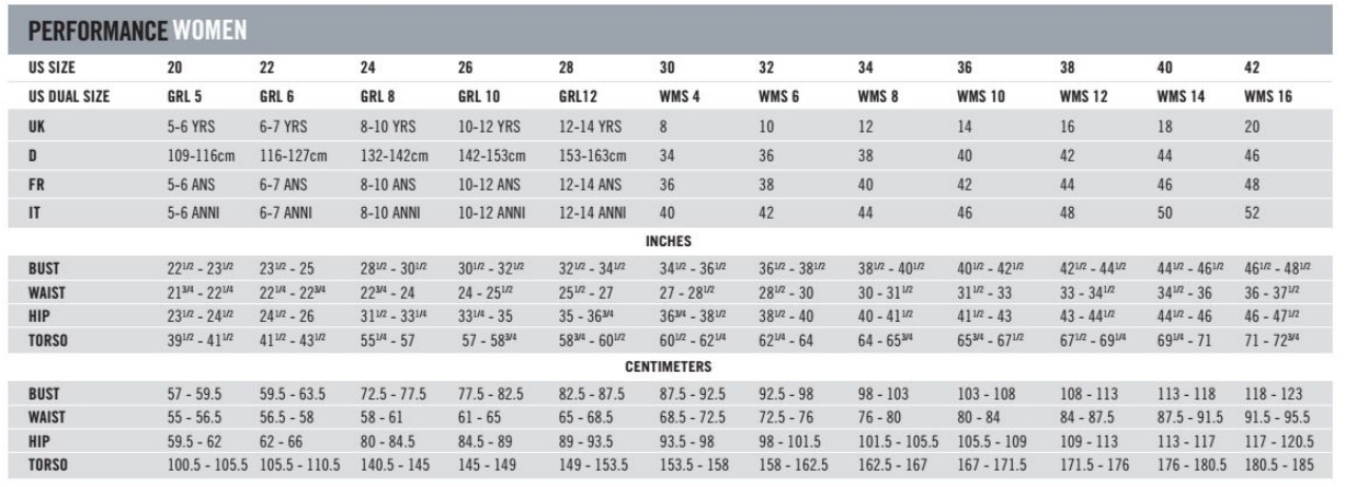 nike size chart women