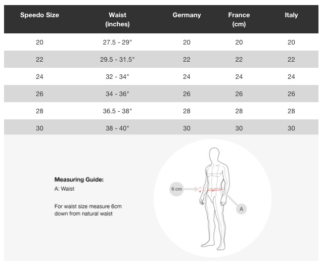 Speedo Fastskin Size Chart