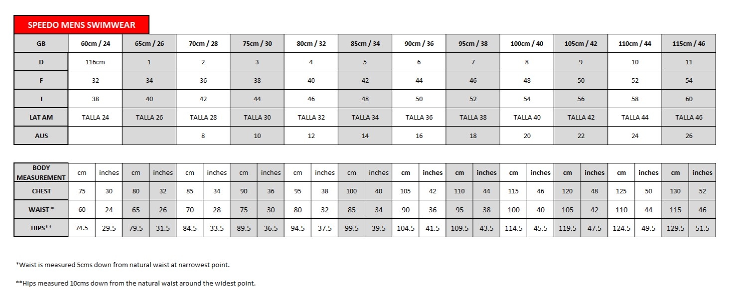 Ralph Swim Trunks Size Chart