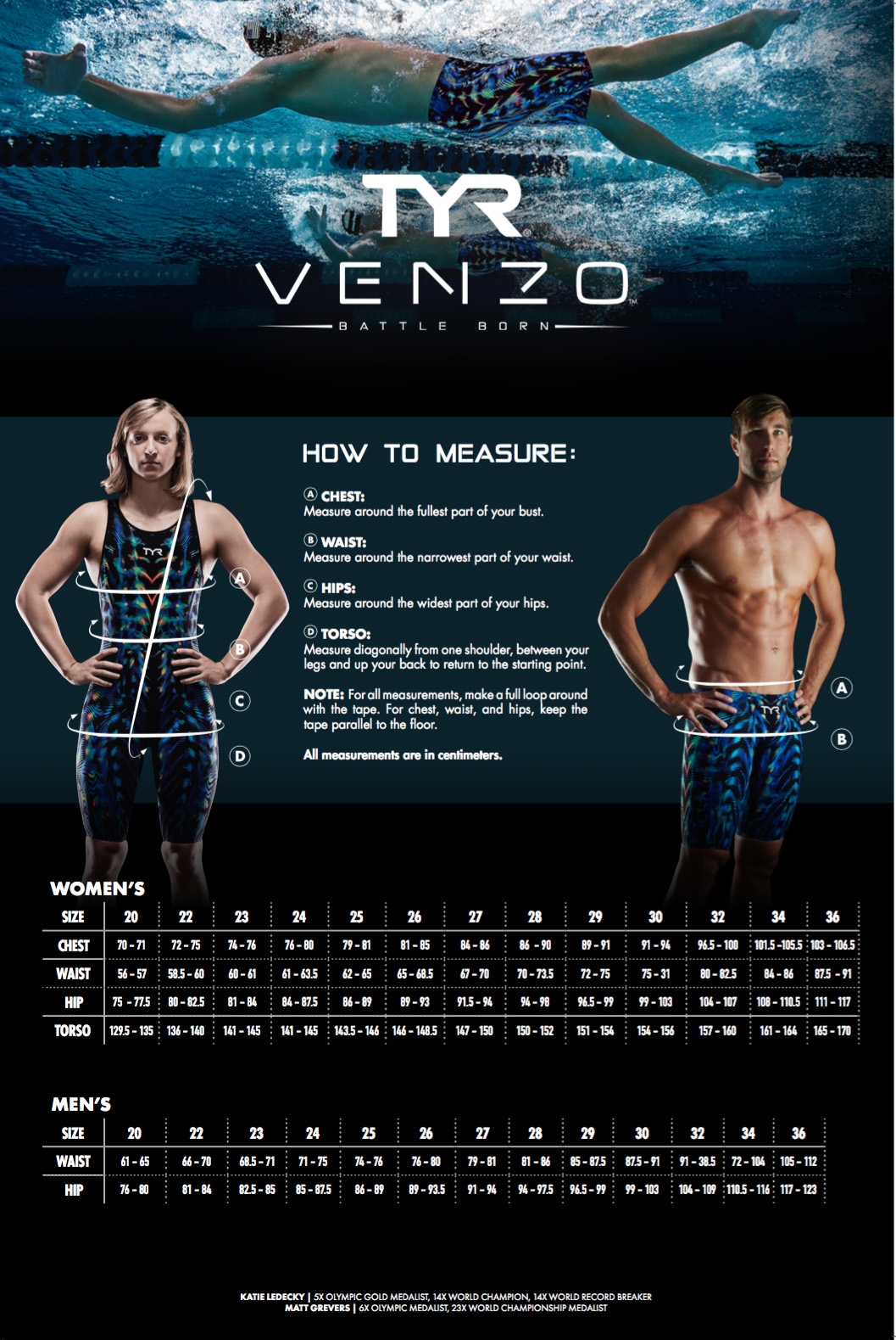 Tyr Venzo Size Chart